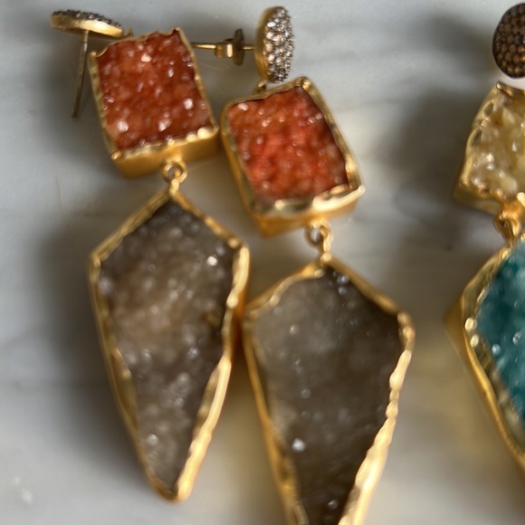 Geode & Crystal Earring Pair - Picture 3 of 5